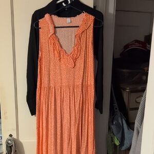 Old Navy Orange Polka Dot Midi Dress